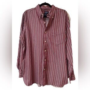 NWOT CHAPS Men’s Button down shirt maroon/blue striped Size L
